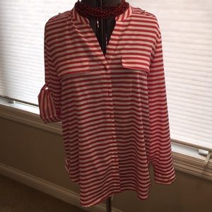 Calvin Klein roll tab blouse with side tabs